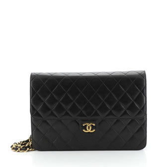 Chanel Vintage Clutch with Chain Quilted Leather Medium