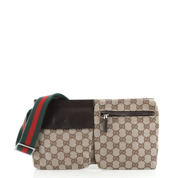 Gucci Vintage Double Belt Bag GG Canvas 