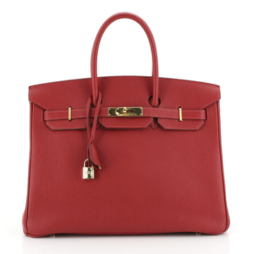 Hermes Birkin Handbag Red Togo with Gold Hardware 35