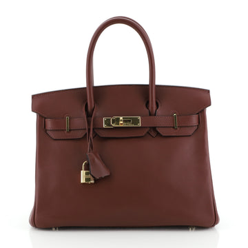 Hermes Birkin Handbag Red Swift with Gold Hardware 30