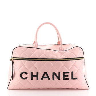 Chanel Vintage Logo Bowler Bag Quilted Lambskin Large