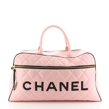 Chanel Vintage Logo Bowler Bag Quilted Lambskin Large