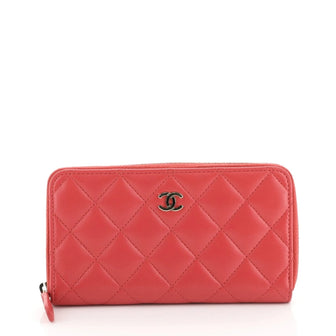 Chanel Zip Around Wallet Quilted Lambskin Compact