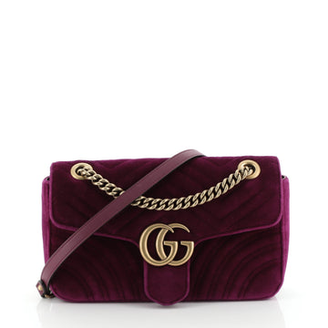 Gucci GG Marmont Flap Bag Matelasse Velvet Small