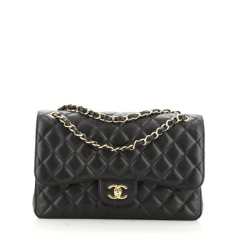 Chanel Classic Double Flap Bag Quilted Caviar Jumbo