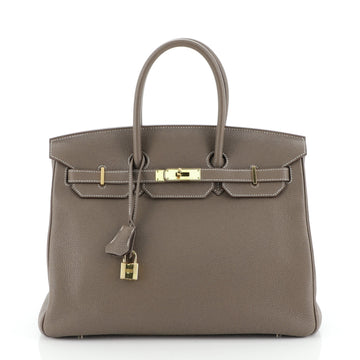 Hermes Birkin Handbag Grey Togo with Gold Hardware 35