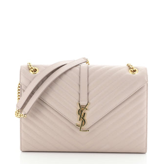 Saint Laurent Classic Monogram Envelope Satchel Matelasse Chevron Leather Large