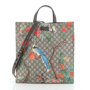 Gucci Convertible Soft Open Tote Tian Print GG Coated Canvas Tall