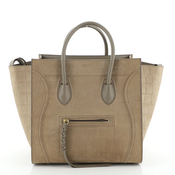 Celine Phantom Bag Crocodile Embossed Nubuck Medium