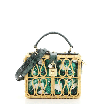 Dolce & Gabbana Treasure Box Bag Raffia and Printed Canvas with Python Small