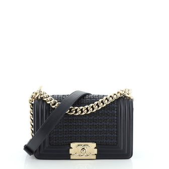 Chanel Boy Flap Bag Woven Leather Small