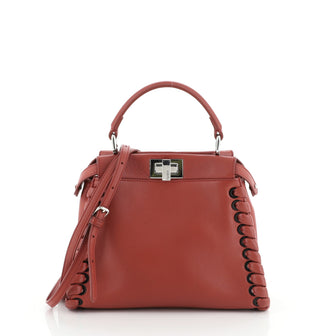 Fendi Peekaboo Bag Whipstitch Leather Mini