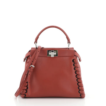 Fendi Peekaboo Bag Whipstitch Leather Mini