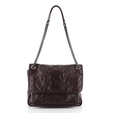 Saint Laurent Niki Chain Flap Bag Matelasse Chevron Leather Medium