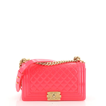 Chanel Boy Flap Bag Quilted Patent Old Medium