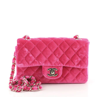 Chanel Classic Single Flap Bag Quilted Velvet Mini