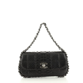 Chanel Multichain Chocolate Bar Flap Bag Quilted Python Mini