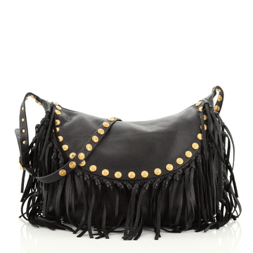 Valentino C-Rockee Fringe Hobo Studded Leather Large