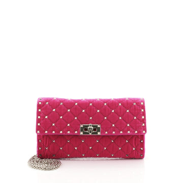 Valentino Rockstud Spike Wallet on Chain Quilted Velvet Small