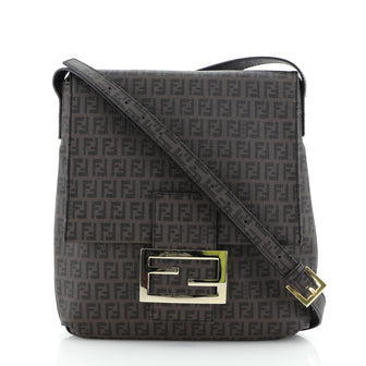 Fendi Logo Flap Messenger Bag Zucca Coated Canvas Medium
