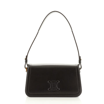 Celine Vintage Flap Shoulder Bag Embossed Leather Small
