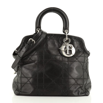 Christian Dior Granville Satchel Cannage Quilt Leather Medium