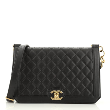 Chanel Chain Link Full Flap Bag Quilted Caviar Medium