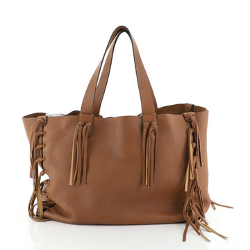 Valentino C-Rockee Fringe Tote Leather Large