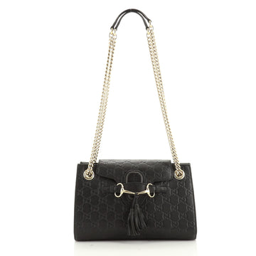 Gucci Emily Chain Flap Shoulder Bag Guccissima Leather Small