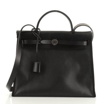 Hermes Herbag Zip Leather and Berline Vache Canvas 31