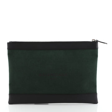 Balenciaga Navy Zip Pouch Canvas and Leather Large