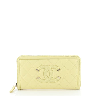 Chanel Filigree Zip Around Wallet Quilted Caviar Long