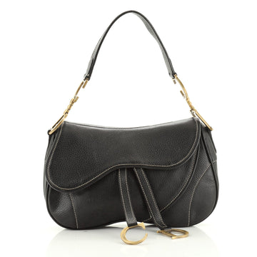 Christian Dior Vintage Double Saddle Bag Leather 
