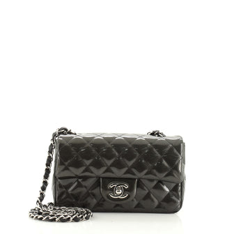 Chanel Classic Single Flap Bag Quilted Striated Metallic Patent Extra Mini