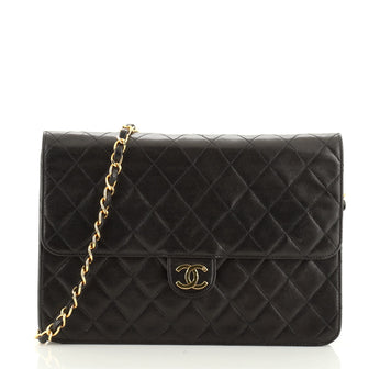 Chanel Vintage Clutch with Chain Quilted Leather Medium