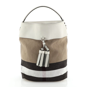 Burberry Susanna Tassel Hobo House Check Canvas Medium