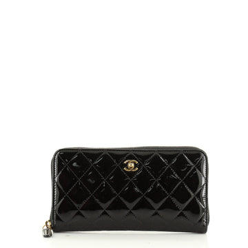 Chanel Zip Around Wallet Quilted Patent Long