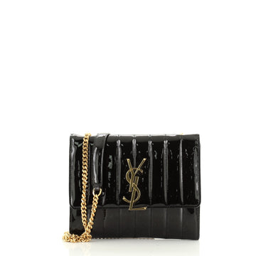 Saint Laurent Vicky Crossbody Bag Vertical Quilted Patent Medium