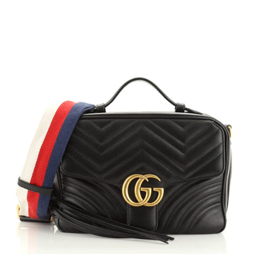 Gucci GG Marmont Zip Around Camera Bag Matelasse Leather Small