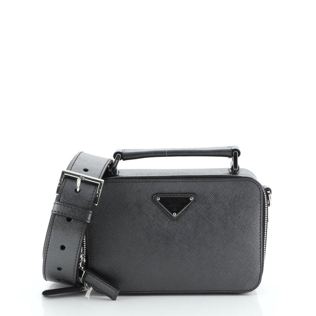 Prada Brique Crossbody Bag Saffiano Leather Mini Gray 5257427
