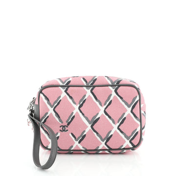 Chanel Coco Charm Wristlet Pouch Multicolor Canvas