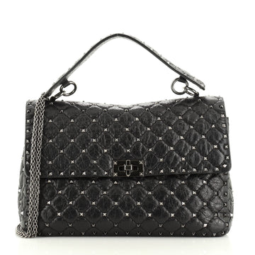 Valentino Rockstud Spike Flap Bag Quilted Leather Large