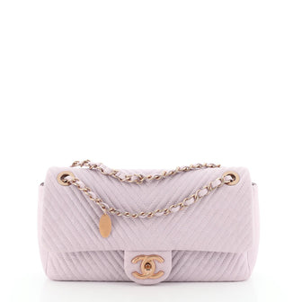Chanel Medallion Charm Flap Bag Chevron Wrinkled Lambskin Medium