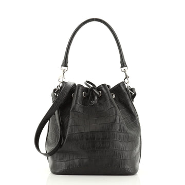 Saint Laurent Emmanuelle Bucket Bag Crocodile Embossed Leather Medium