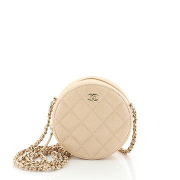 Chanel Round Clutch with Chain Quilted Caviar Mini