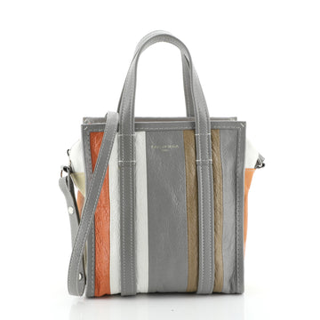 Balenciaga Bazar Convertible Tote Striped Leather XS