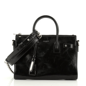 Saint Laurent Sac de Jour Souple Zip Tote Cracked Shiny Leather Baby
