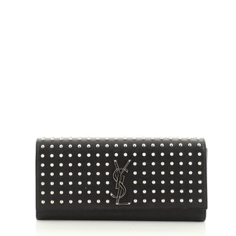 Saint Laurent Classic Monogram Clutch Studded Leather Long