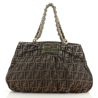 Fendi Mia Tote Metallic Zucca Canvas Large