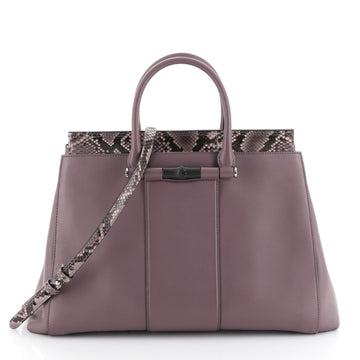 Gucci Lady Bamboo Top Handle Bag Leather and Python 